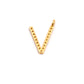14k Solid Yellow Gold White Diamond V Initial Alphabet Charm Pendant