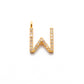 14k Solid Yellow Gold Pave Diamond W Initial Letter Charm - Sar Gems