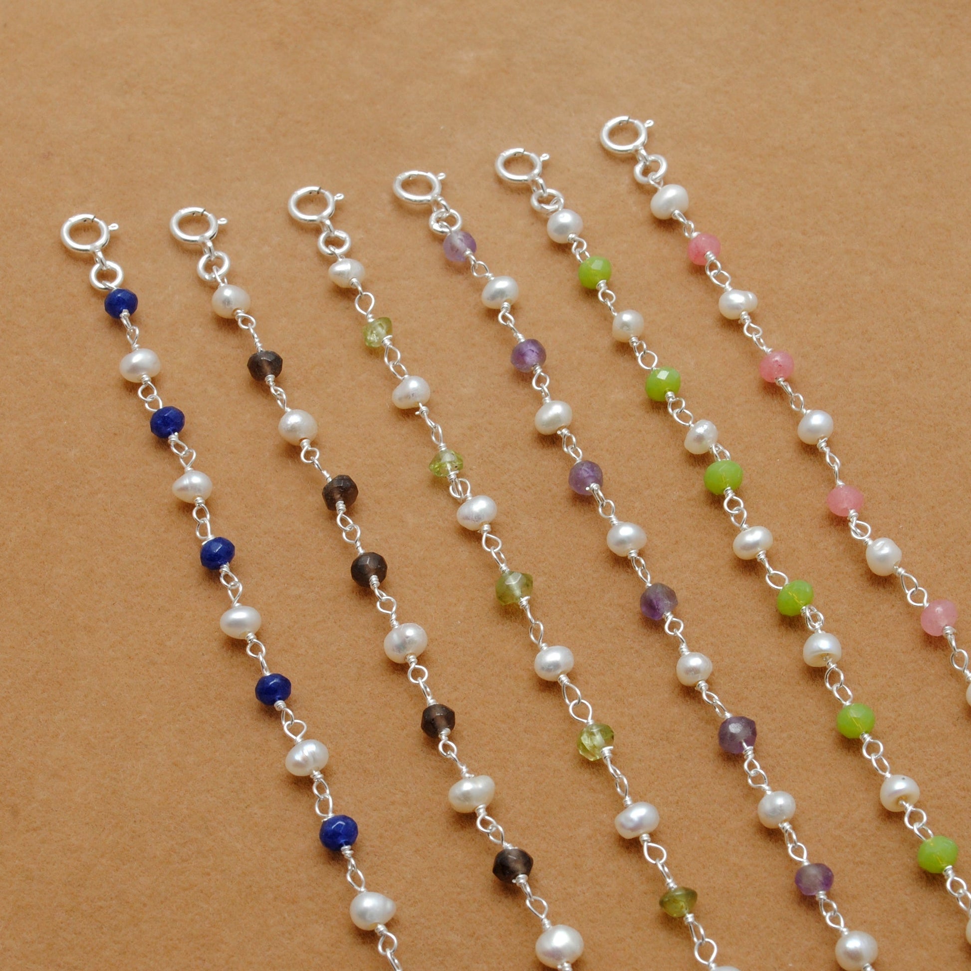 925 Silver Multi-Gemstone & Pearl Necklace – Amethyst, Chalcedony, Smoky Quartz Gemstone - Sar Gems