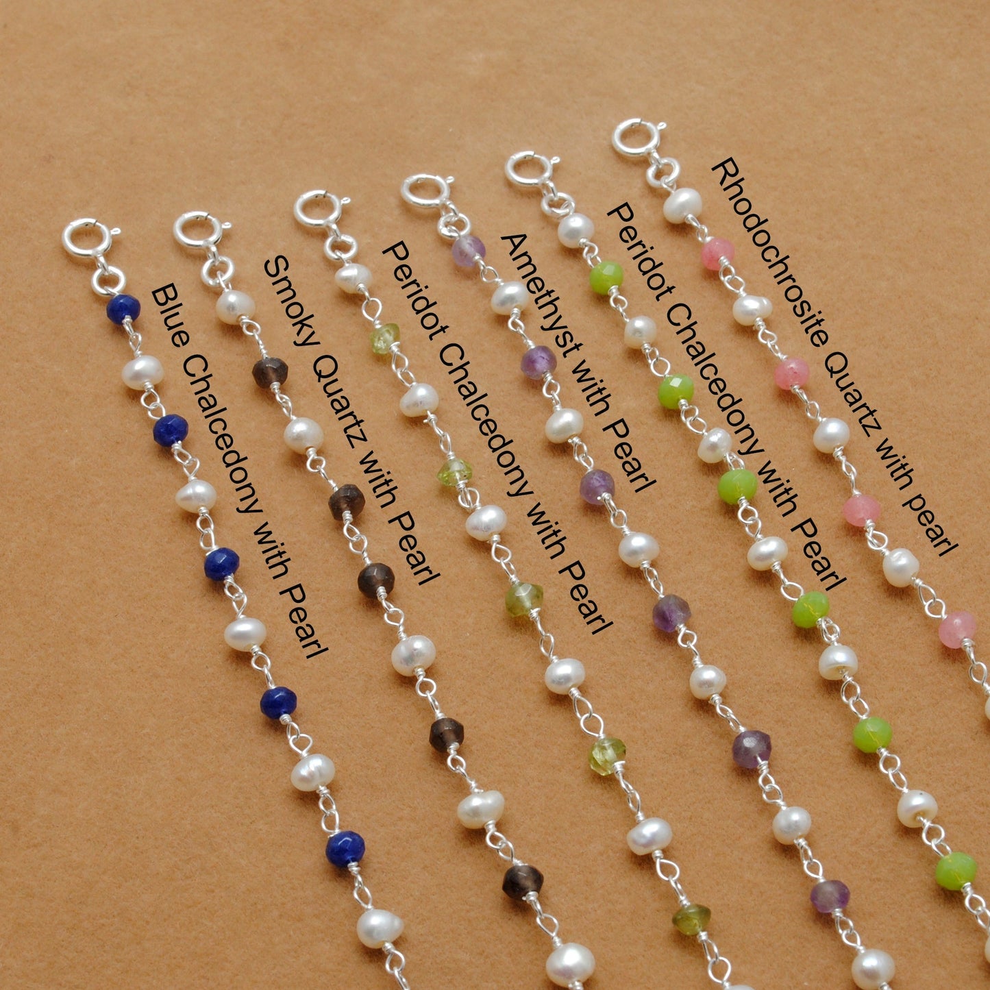 925 Silver Multi-Gemstone & Pearl Necklace – Amethyst, Chalcedony, Smoky Quartz Gemstone - Sar Gems