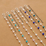 925 Silver Apatite Chalcedony & Freshwater Pearl Bead Bracelet