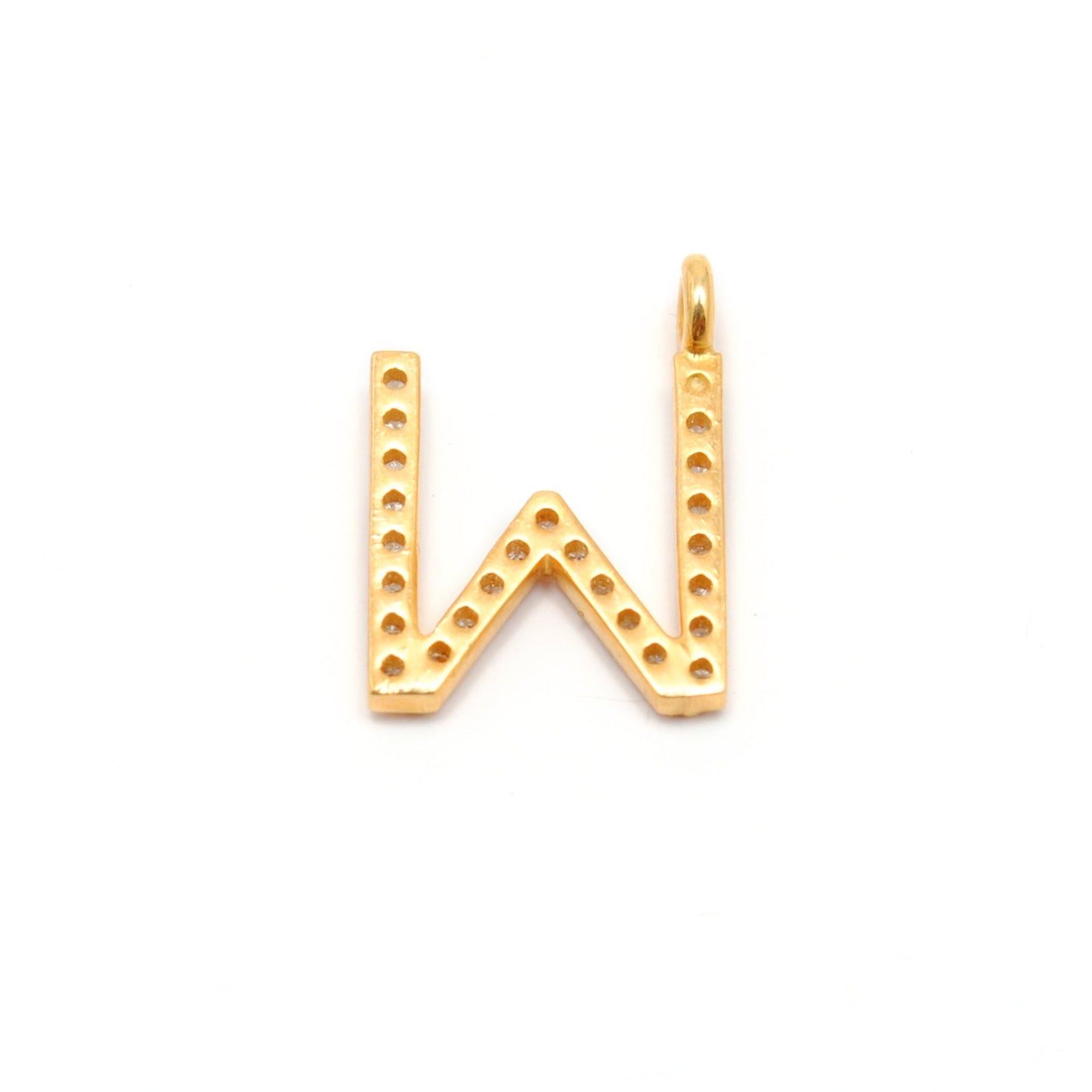 14k Solid Yellow Gold Pave Diamond W Initial Letter Charm - Sar Gems