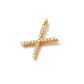 14k Solid Yellow Gold White Diamond X Initial Alphabet Charm Pendant