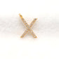14k Solid Yellow Gold White Diamond X Initial Alphabet Charm Pendant