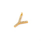 14k Solid Yellow Gold White Diamond Y Initial Alphabet Charm Pendant