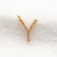 14k Solid Yellow Gold White Diamond Y Initial Alphabet Charm Pendant
