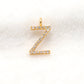 14k Solid Yellow Gold Pave Diamond Z Initial Letter Charm - Sar Gems