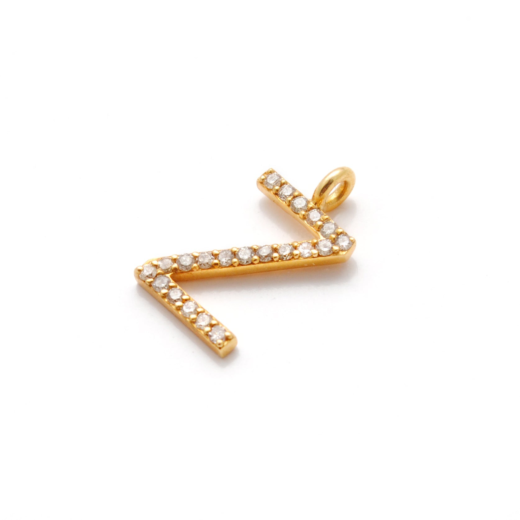 14k Solid Yellow Gold Pave Diamond Z Initial Letter Charm - Sar Gems