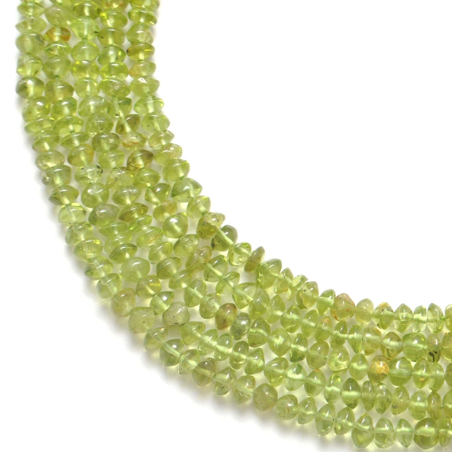 Natural Green Peridot Pain Button Beads 5-6mm 15" Strand
