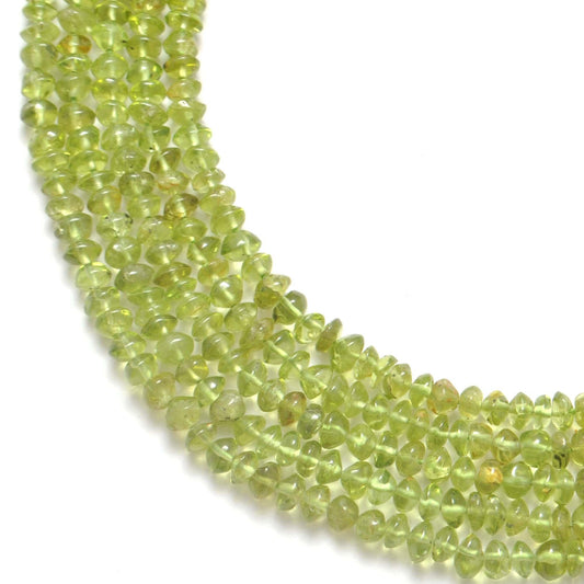 Natural Green Peridot Pain Button Beads 5-6mm 15" Strand