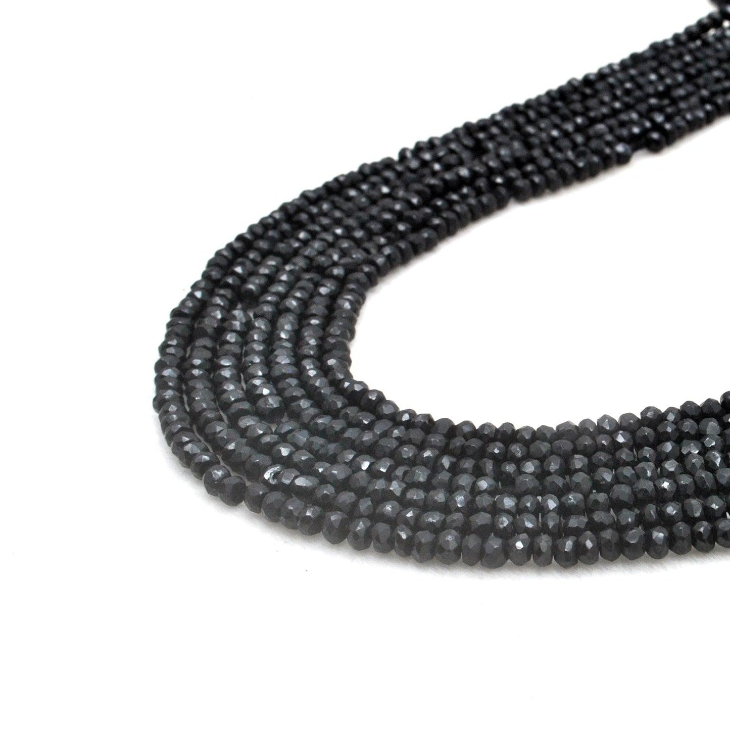Natural Black Spinel Rondelle Faceted Gemstone Beads 4mm 14"Strand