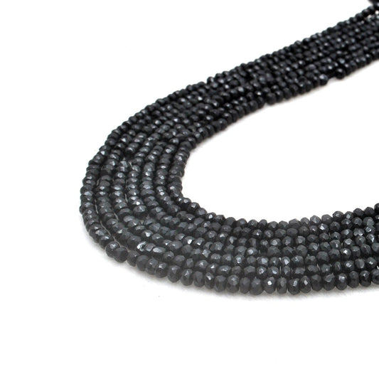 Natural Black Spinel Rondelle Faceted Gemstone Beads 4mm 14"Strand
