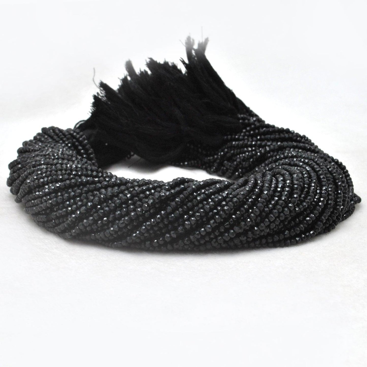 Natural Black Spinel Rondelle Faceted Gemstone Beads 4mm 14"Strand