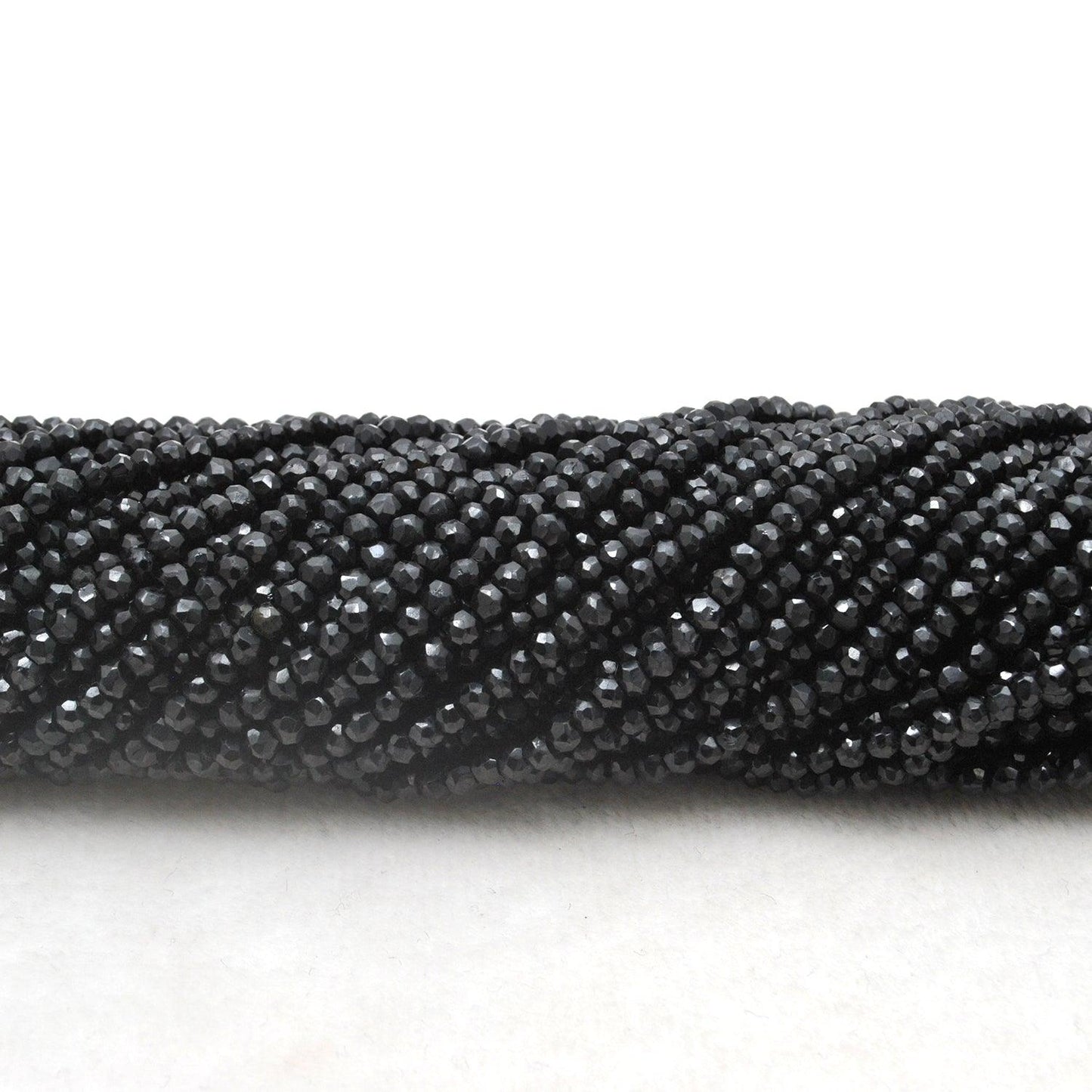 Natural Black Spinel Rondelle Faceted Gemstone Beads 4mm 14"Strand