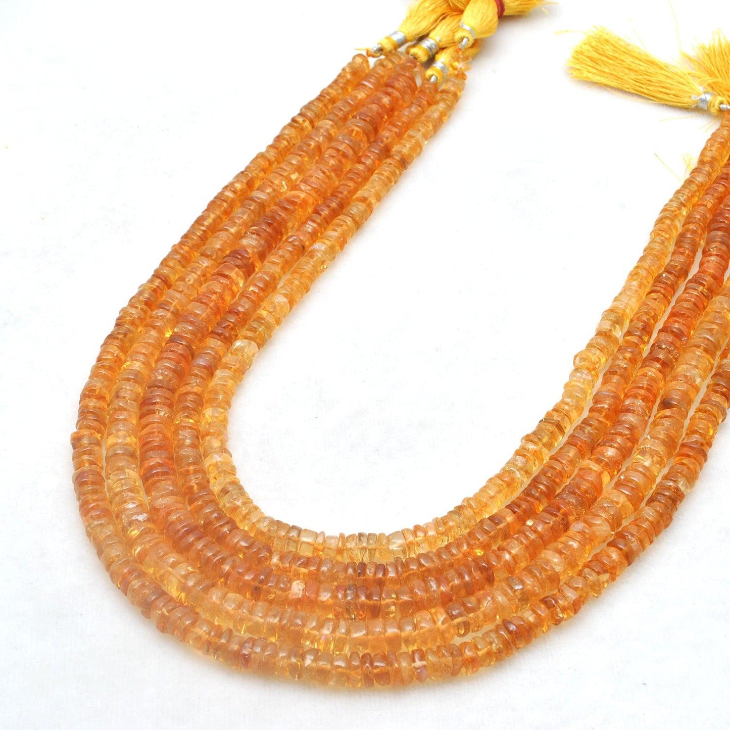 Natural Citrine Plain Tyre Shape Gemstone 16" Strand