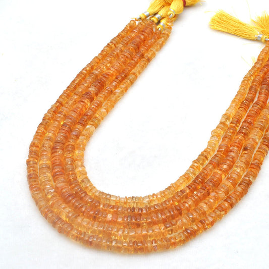 Natural Citrine Plain Tyre Shape Gemstone 16" Strand