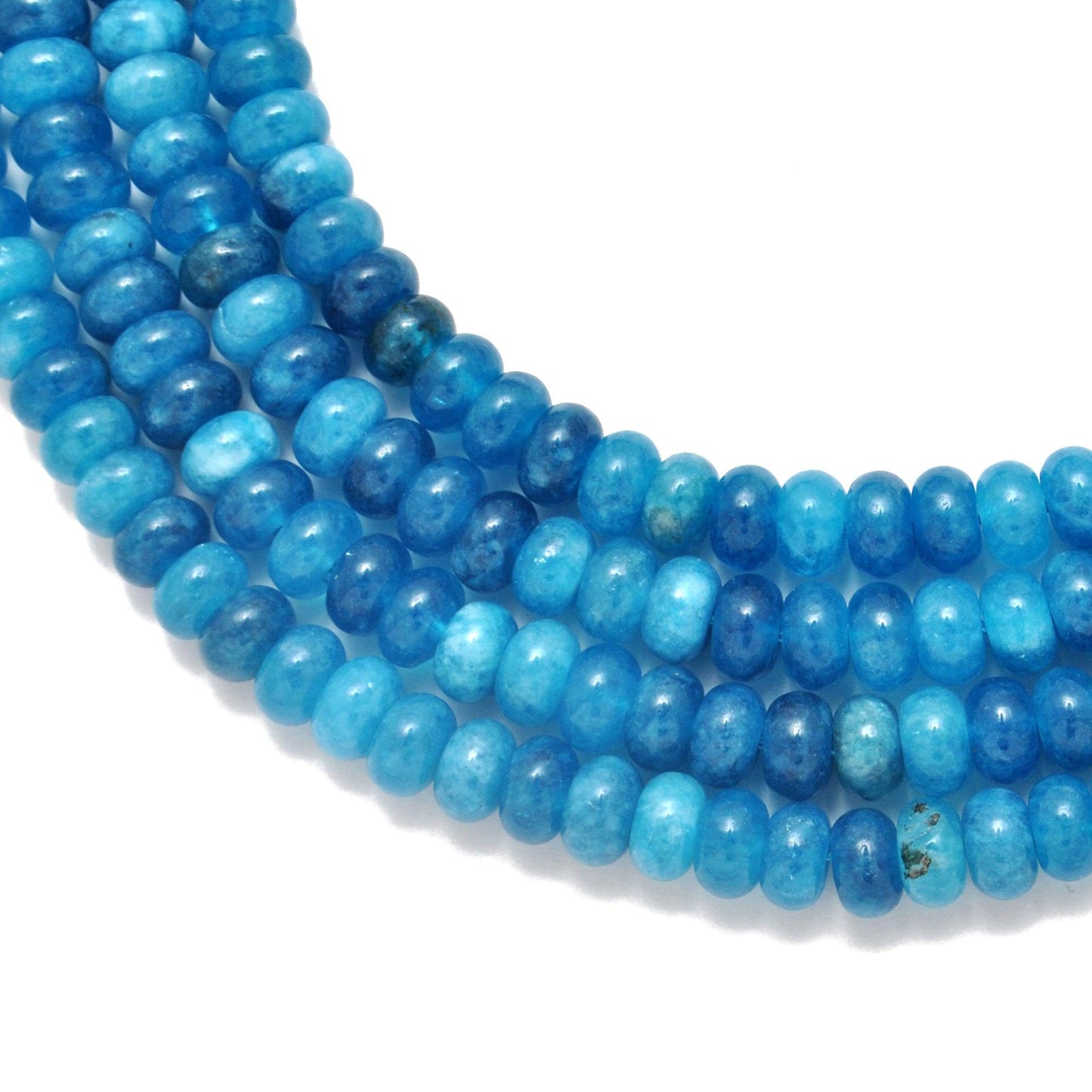 Blue Apatite Quartz Rondelle Gemstone Beads 15" Strand