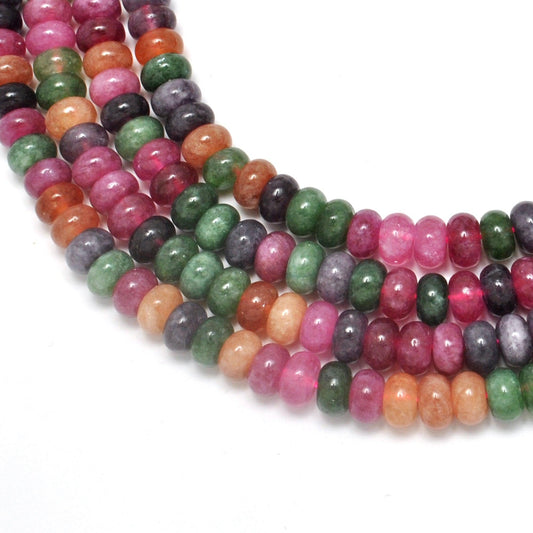 Multi Quartz Plain Rondelle Gemstone Beads 8mm 15" Strand