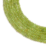 Natural Green Peridot Faceted Rondelle Gemstone Beads 13" Strand