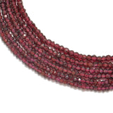 Natural Red Garnet Faceted Rondelle Gemstone Beads 12.5" Strand