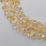 Natural Citrine Plain Teardrop Shape Gemstone 16 inch Strand