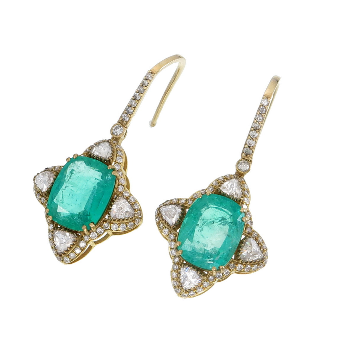 Emerald Lotus Drop Earrings