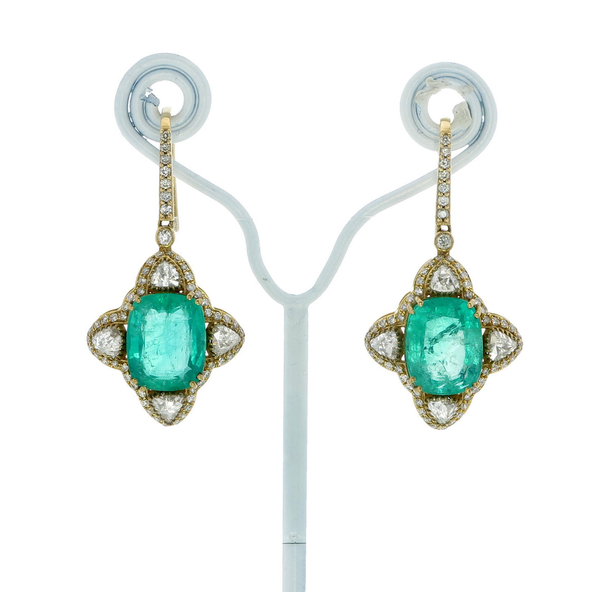 Emerald Lotus Drop Earrings