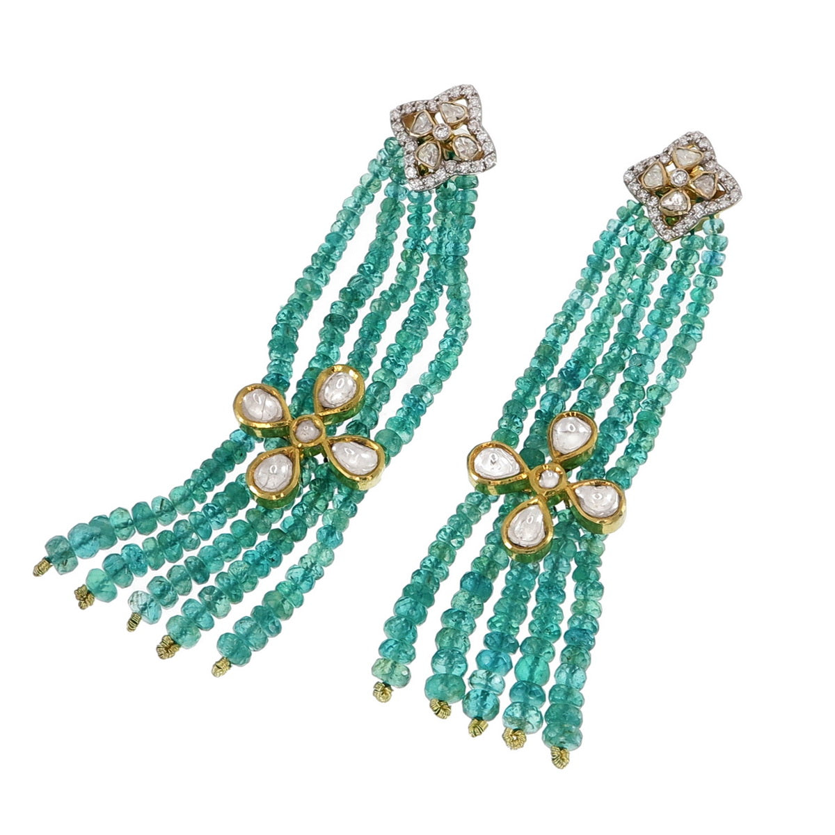 Emerald Silk Tassel Earrings