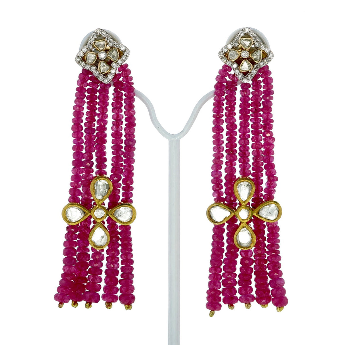 Ruby Silk Tassel Earrings