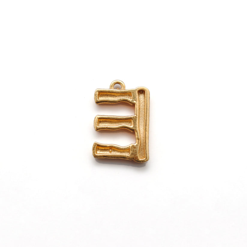 18k Solid Yellow Gold "E" Initial Letter Charm Pendant