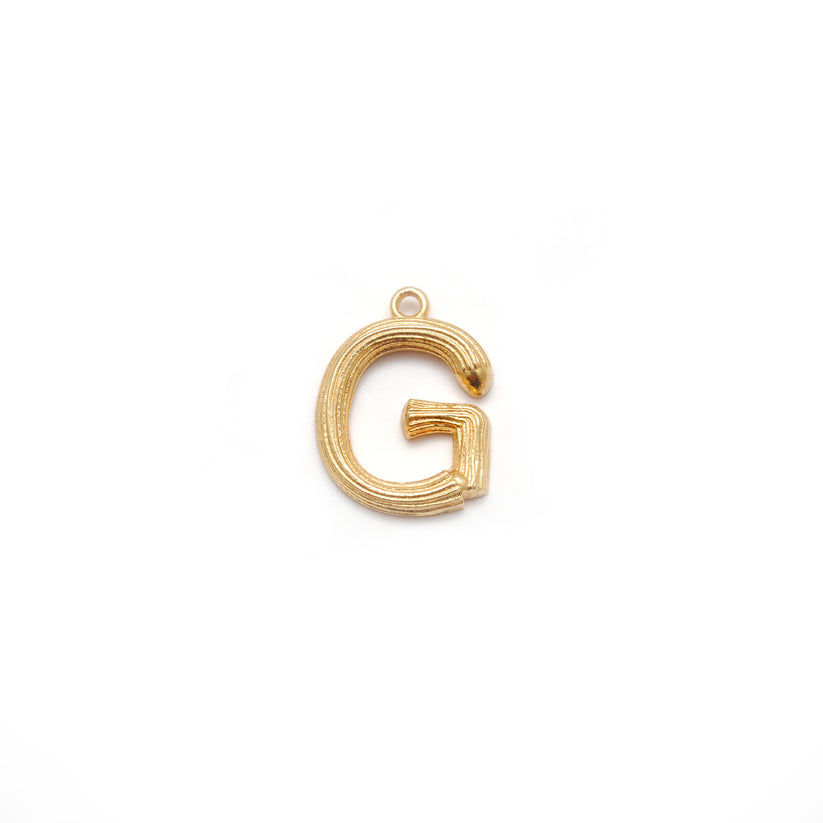 18k Solid Yellow Gold G Initial Letter Charm Pendant
