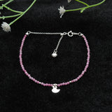 Natural Pink Tourmaline Beads 925 Silver Charm Bracelet