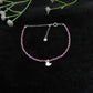 Natural Pink Tourmaline Beads 925 Silver Charm Bracelet