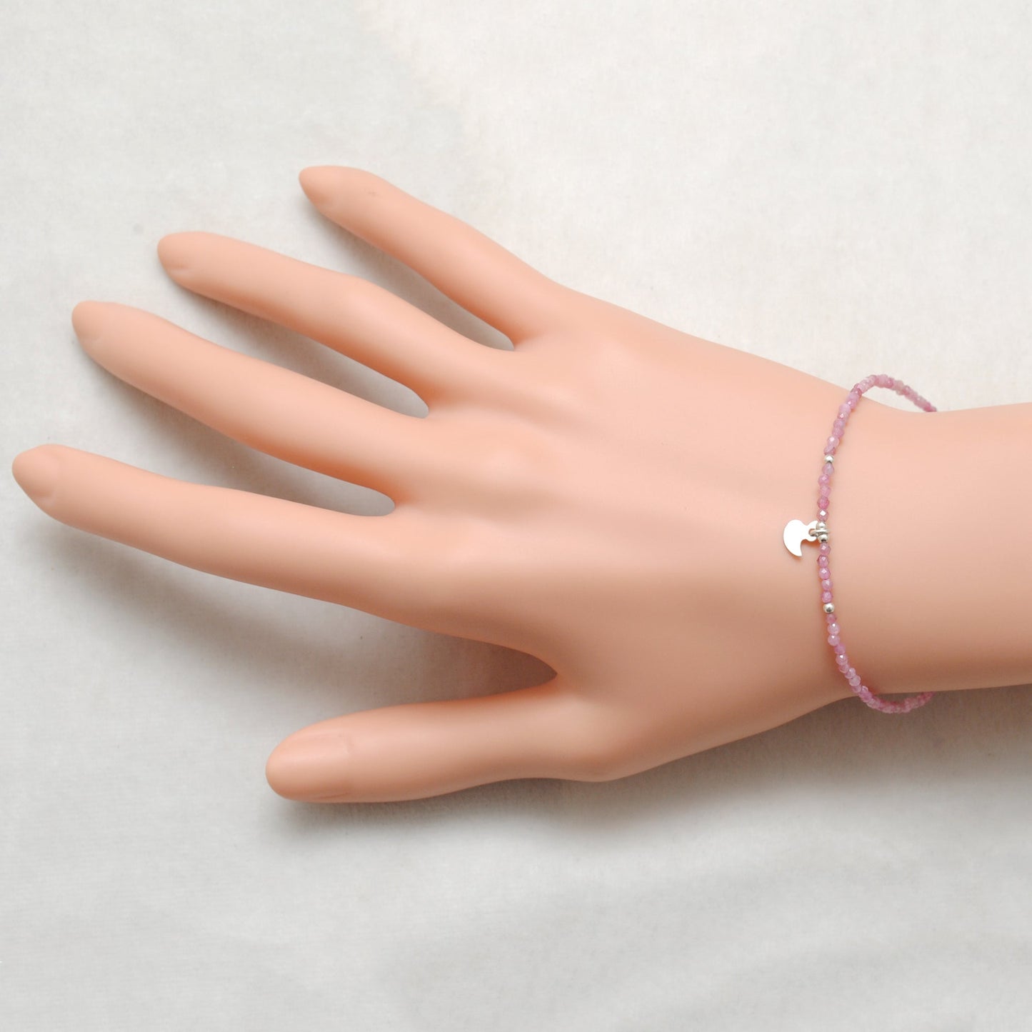 Genuine Pink Tourmaline Beads Bracelet 8.5 inch