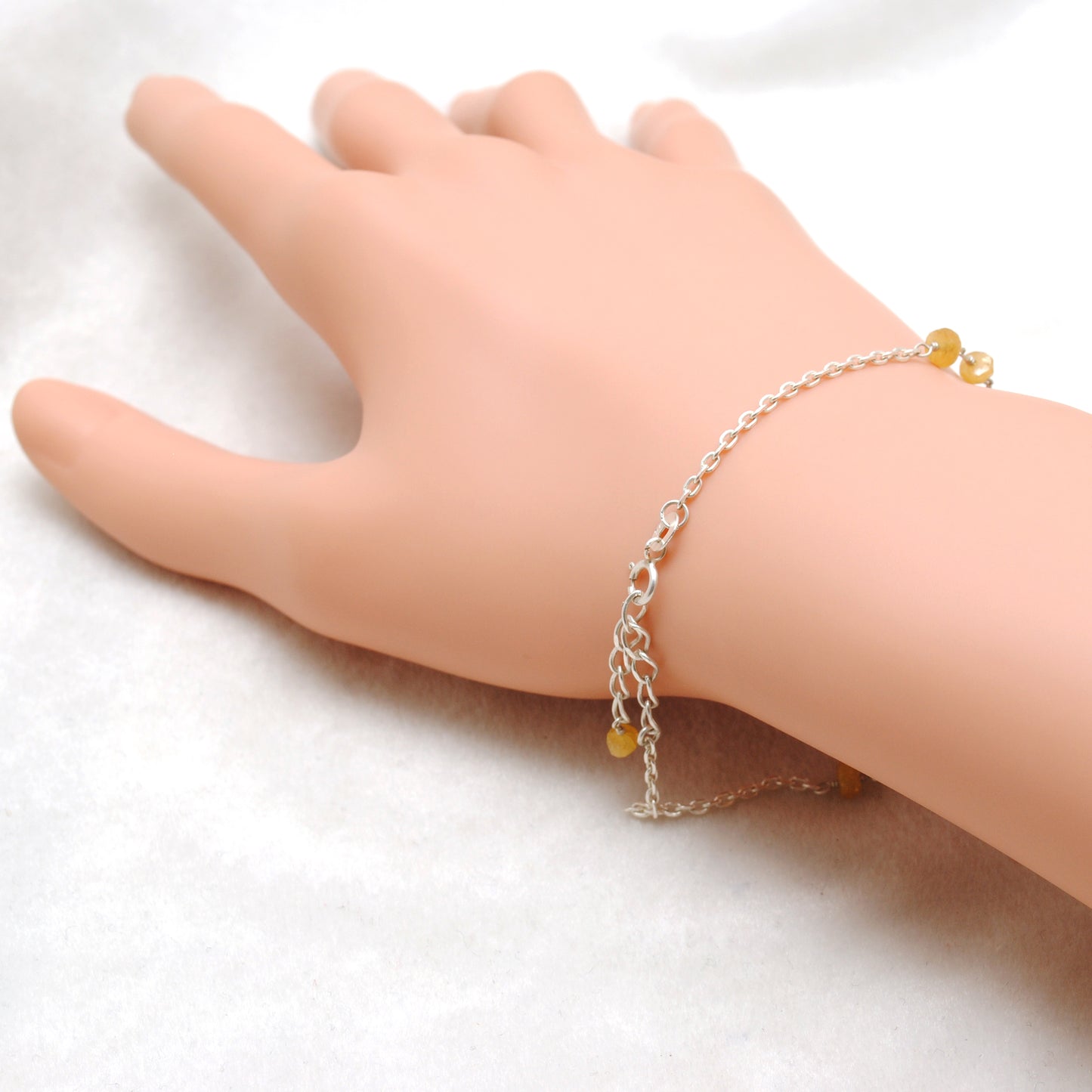 Handmade Natural Multi Sapphire 5mm Beaded Bracelet – 925 Sterling Silver Chain