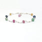 Multi Sapphire Faceted Beads Silver Bracelet