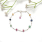 Multi Sapphire Faceted Beads Silver Bracelet