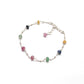 Multi Sapphire Faceted Beads Silver Bracelet