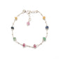 Multi Sapphire Faceted Beads Silver Bracelet