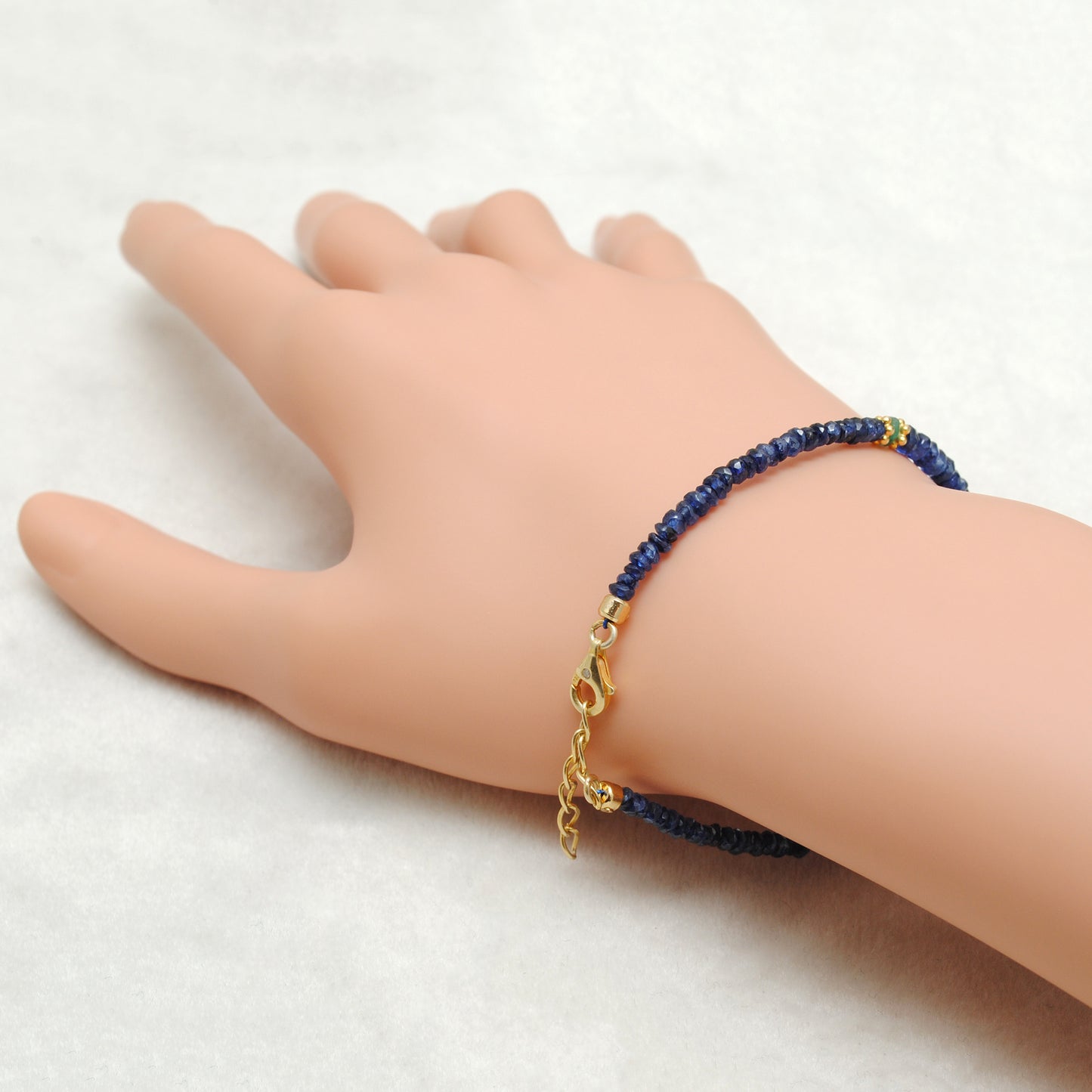 925 Silver Blue Sapphire, Emerald & Pearl Bracelet