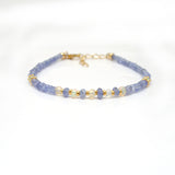 Natural Tanzanite & Ethiopian Opal 925 Silver Gold Plated Bracelet