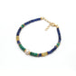 Natural Blue Sapphire, Emerald & Pearl Silver Bracelet