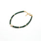 Natural Emerald & Pearl Beaded Bracelet – 4mm Faceted Emerald Rondelles & 6mm Pearls