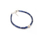 Natural 4mm Blue Sapphire & 6mm Pearl Beaded 8" Silver Bracelet