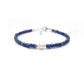 Natural 4mm Blue Sapphire & 6mm Pearl Beaded 8" Silver Bracelet