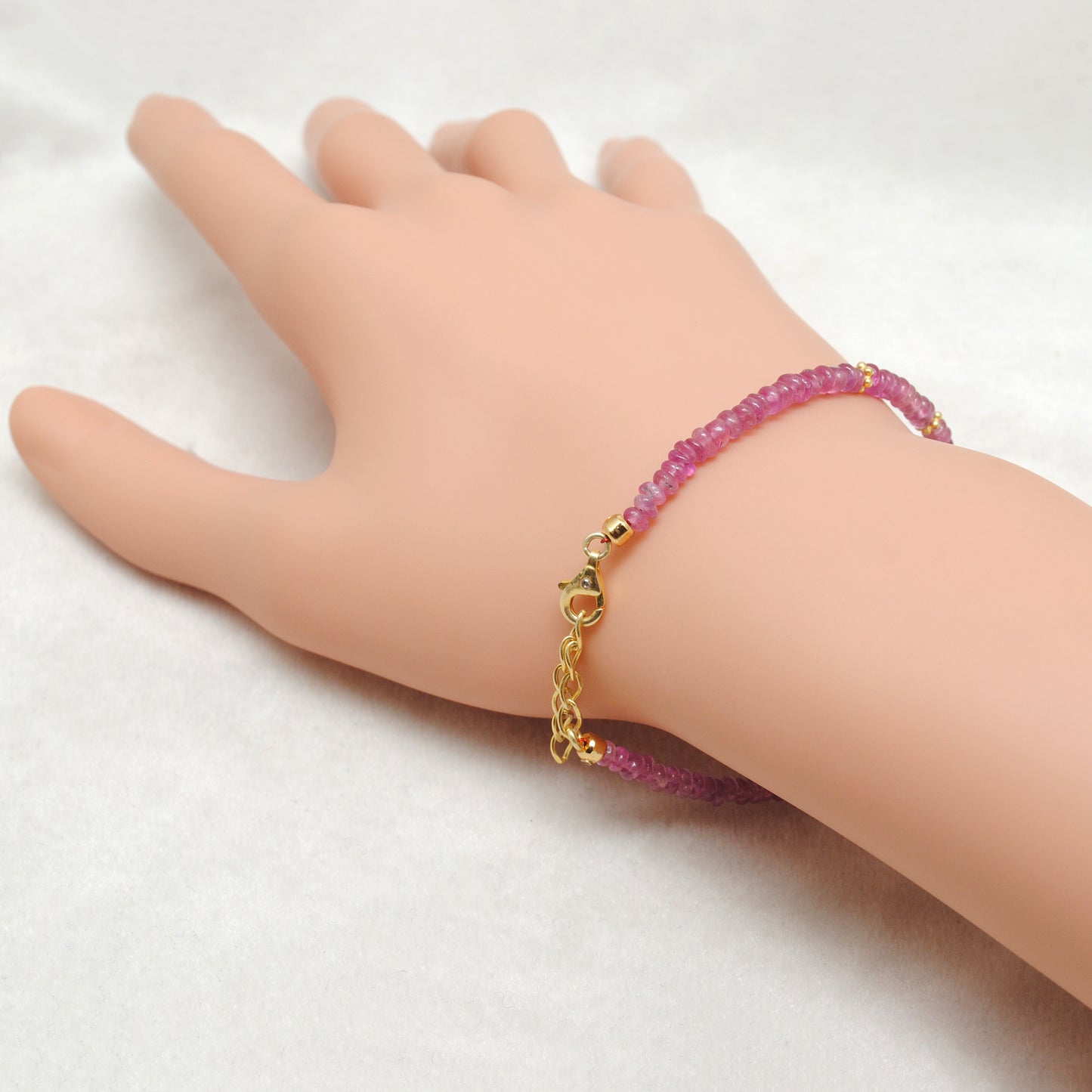 Natural 4mm Ruby & 6mm Freshwater Pearl Beaded 8" Bracelet