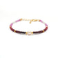 925 Silver 3mm Natural Shaded Ruby & 6mm Pearl 8" Bracelet