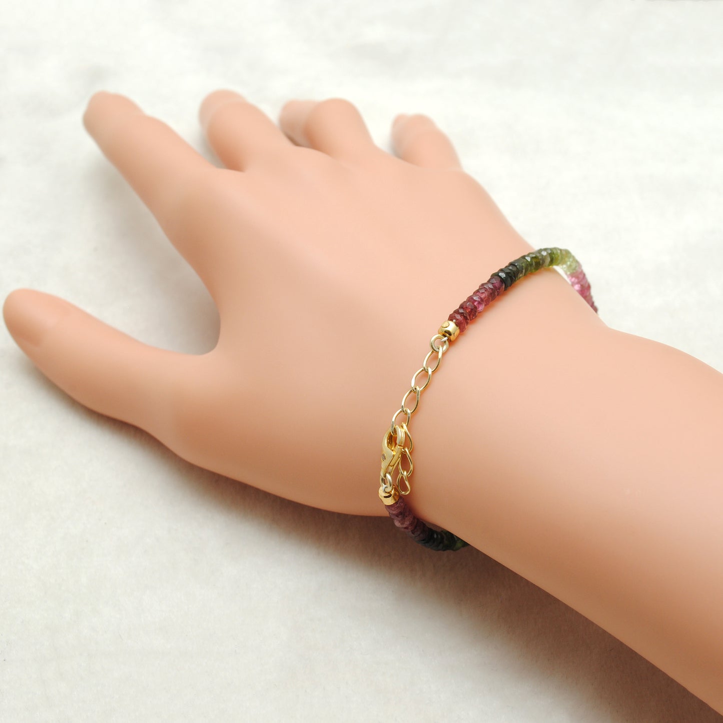 Natural Multi Tourmaline & Pearl  with 925 Silver Bracelet