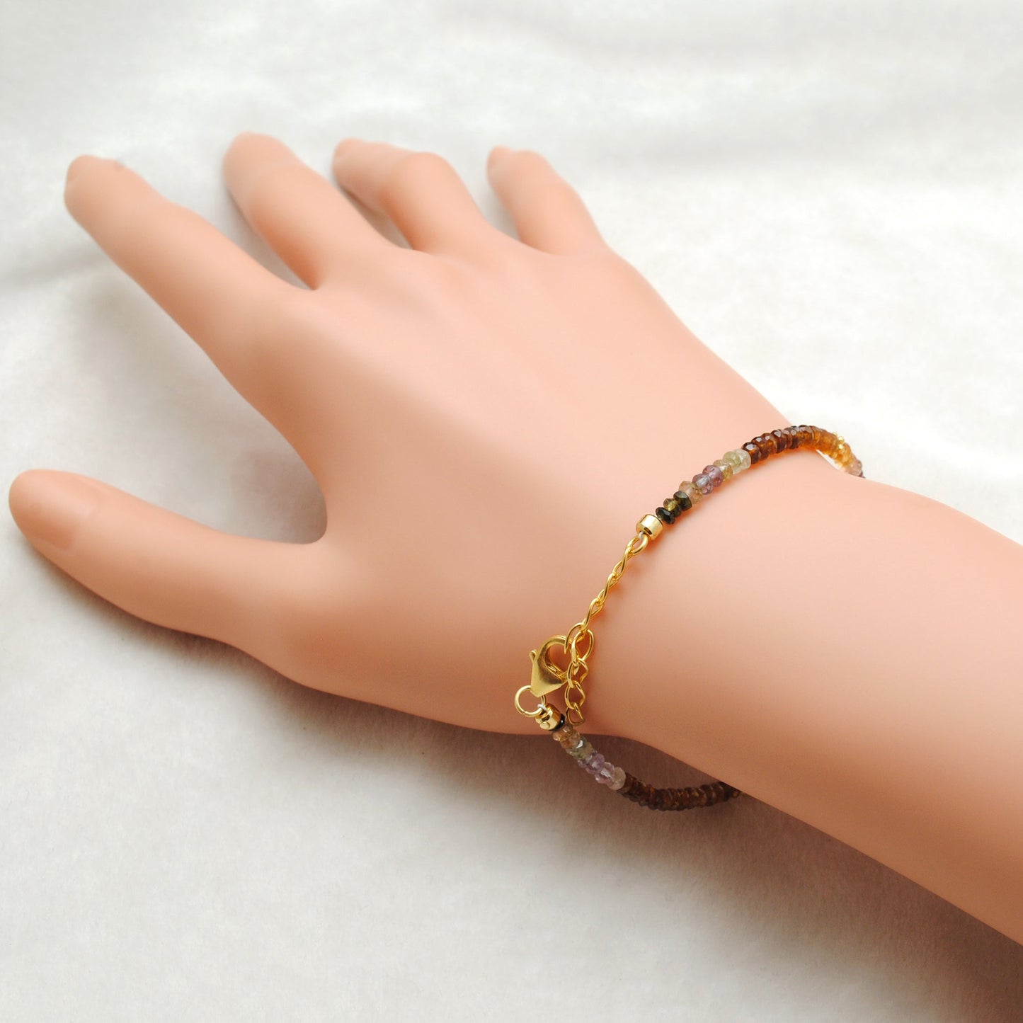 925 Sterling Silver Multi Tourmaline & Pearl Bracelet, Handmade Beaded Jewelry