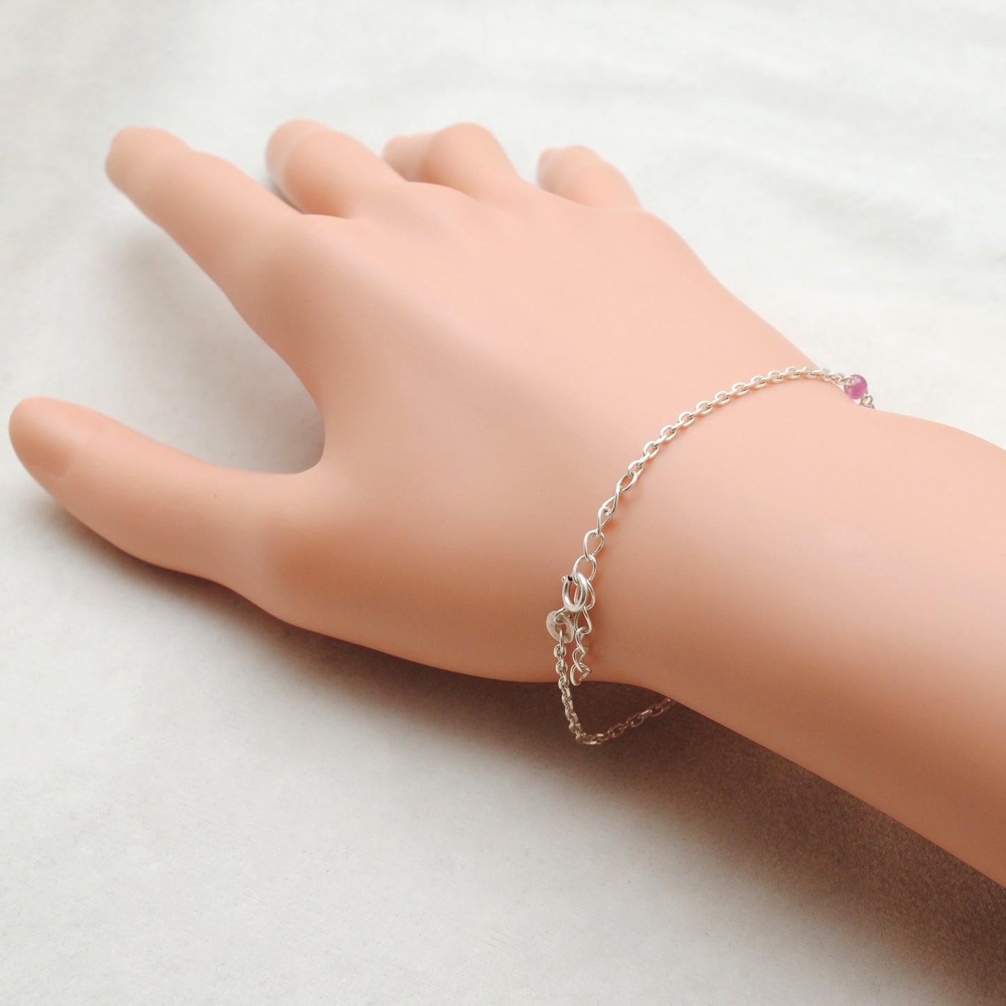 Elegant 8-Inch Sterling Silver Bracelet with 4mm Natural Ruby Beads